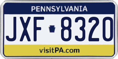 PA license plate JXF8320