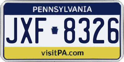PA license plate JXF8326