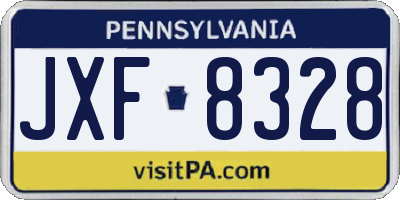 PA license plate JXF8328
