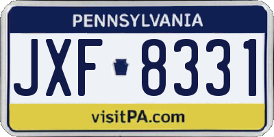 PA license plate JXF8331