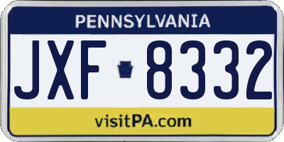 PA license plate JXF8332
