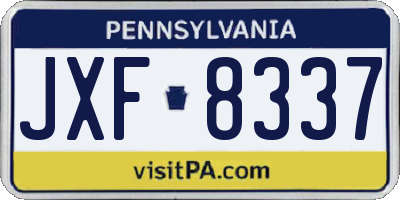 PA license plate JXF8337