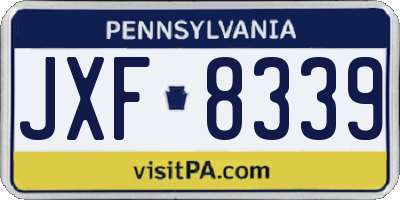 PA license plate JXF8339