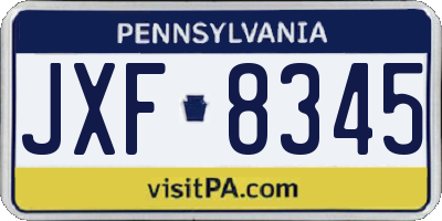 PA license plate JXF8345