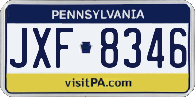 PA license plate JXF8346