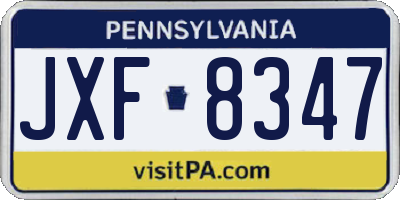 PA license plate JXF8347