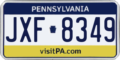 PA license plate JXF8349