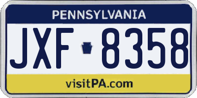 PA license plate JXF8358