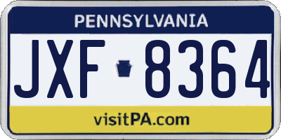 PA license plate JXF8364