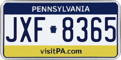 PA license plate JXF8365