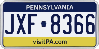 PA license plate JXF8366