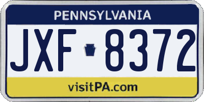PA license plate JXF8372