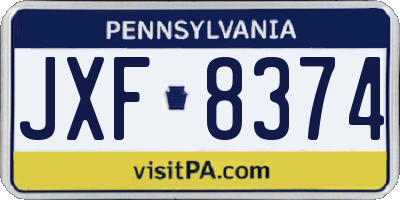 PA license plate JXF8374