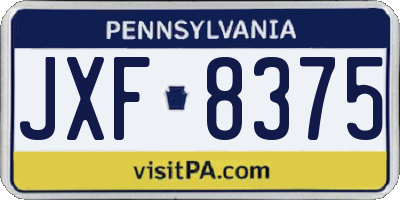 PA license plate JXF8375