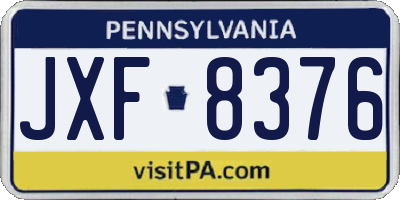 PA license plate JXF8376
