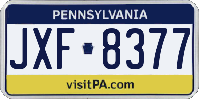 PA license plate JXF8377