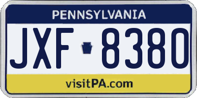 PA license plate JXF8380