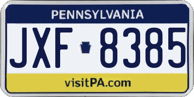 PA license plate JXF8385