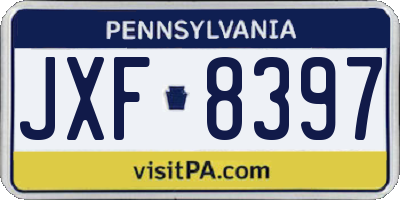 PA license plate JXF8397
