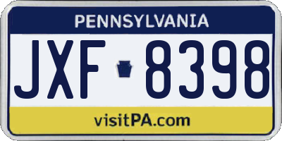 PA license plate JXF8398