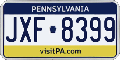 PA license plate JXF8399