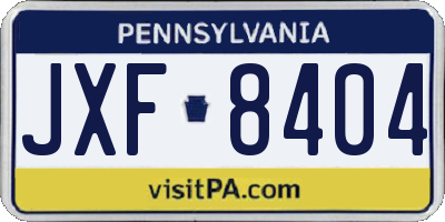 PA license plate JXF8404