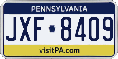 PA license plate JXF8409