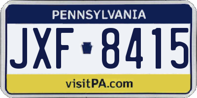 PA license plate JXF8415