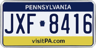 PA license plate JXF8416