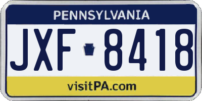 PA license plate JXF8418