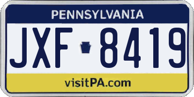 PA license plate JXF8419