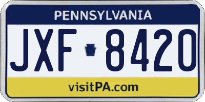PA license plate JXF8420