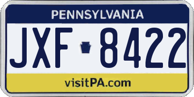 PA license plate JXF8422