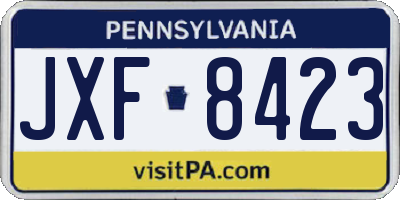 PA license plate JXF8423
