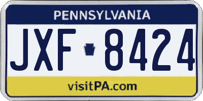 PA license plate JXF8424