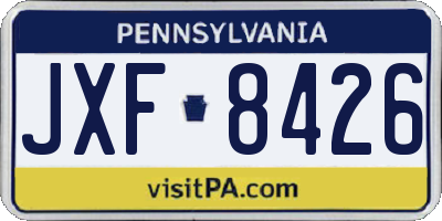PA license plate JXF8426
