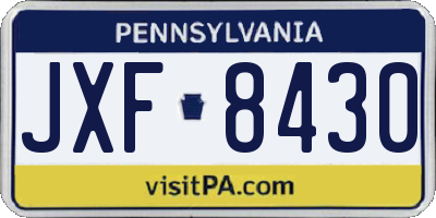 PA license plate JXF8430