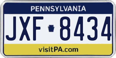PA license plate JXF8434