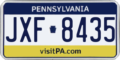PA license plate JXF8435