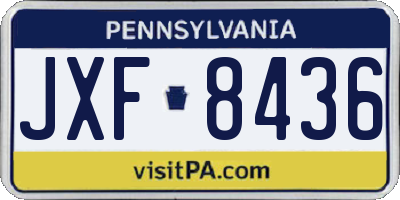 PA license plate JXF8436