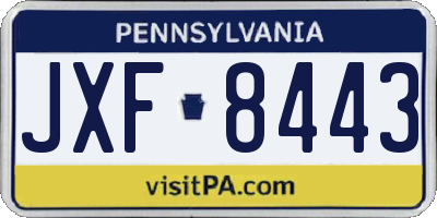 PA license plate JXF8443