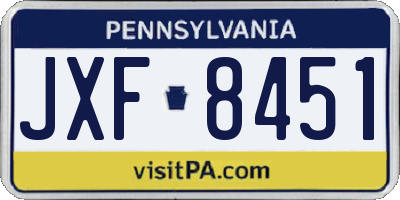 PA license plate JXF8451