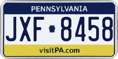 PA license plate JXF8458
