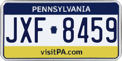 PA license plate JXF8459