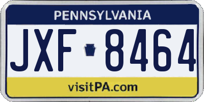 PA license plate JXF8464