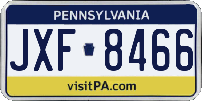 PA license plate JXF8466