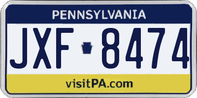 PA license plate JXF8474