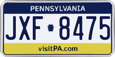 PA license plate JXF8475