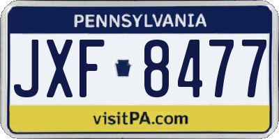 PA license plate JXF8477