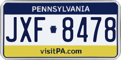 PA license plate JXF8478
